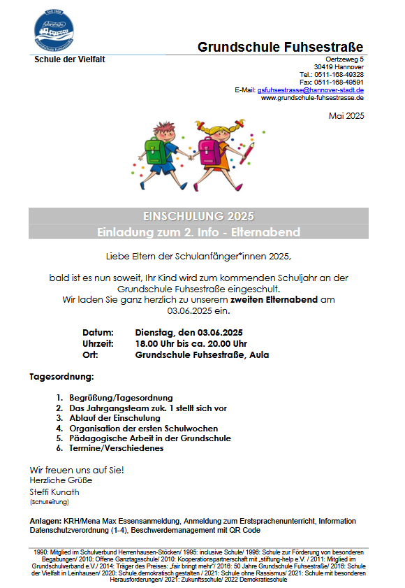 Einladung Elternabend