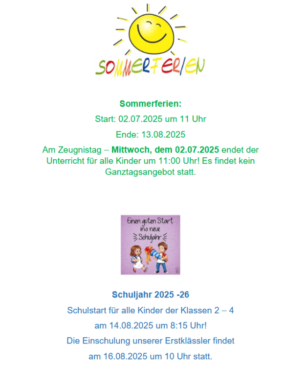 Sommerferienbrief 2025